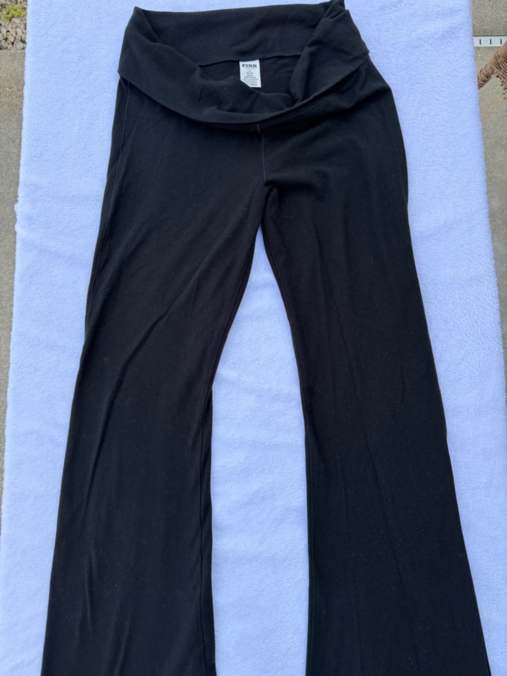 PINK Victoria's Secret Black Fold-Over Waist Yoga Pants